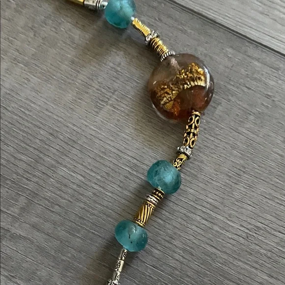 Artisan Starfish Necklace with Sea Glass and Amber Beads - Picture 8 of 10